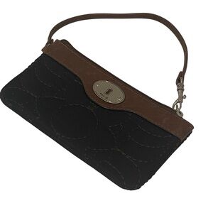 Fossil Leather Quilted Black Wristlet - EC